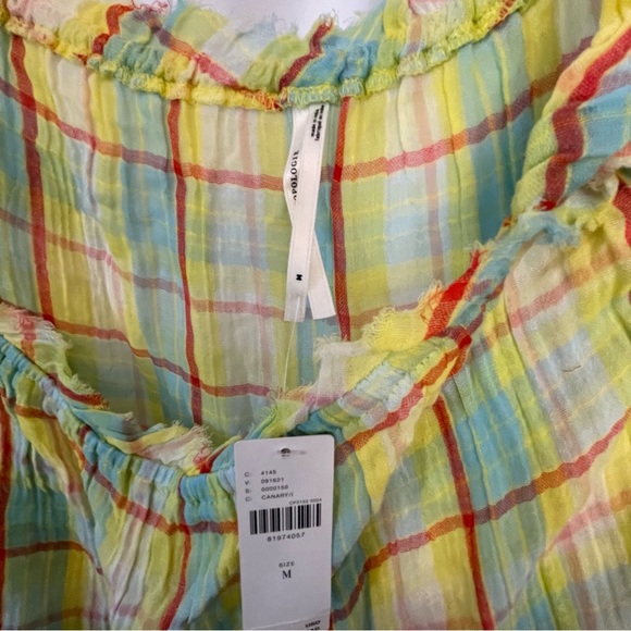 NWT Anthropologie Yellow and Blue Plaid Mini Dress - Picture 5 of 5